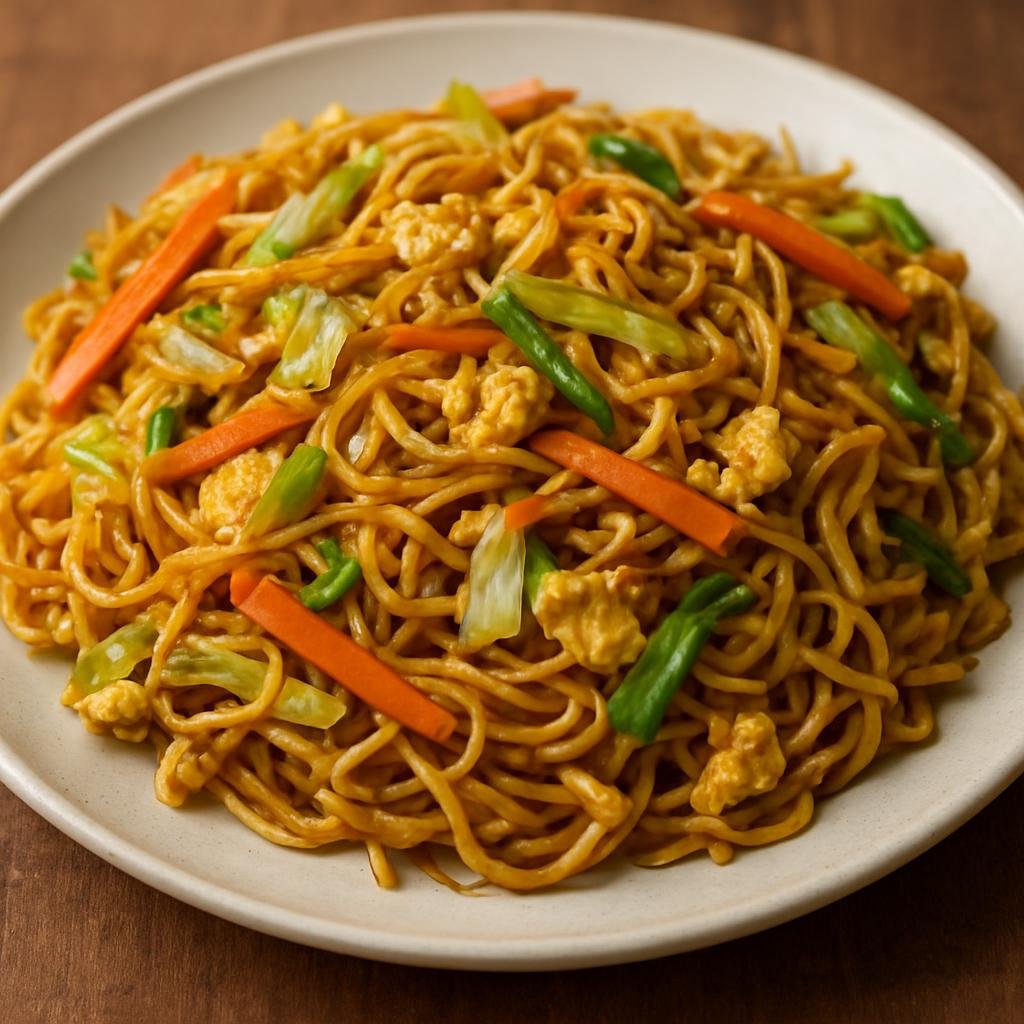 Entree: Mauritius – National Cuisine – Mine Frite (Mauritian Chinese-style stir-fried noodles with vegetables, eggs, and savory sauces) recipe