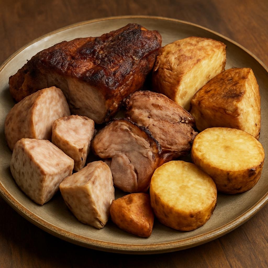 Entree: Cook Islands – Central Culinary Region – Umukai (Traditional earth oven roast of pork, taro, and breadfruit) recipe