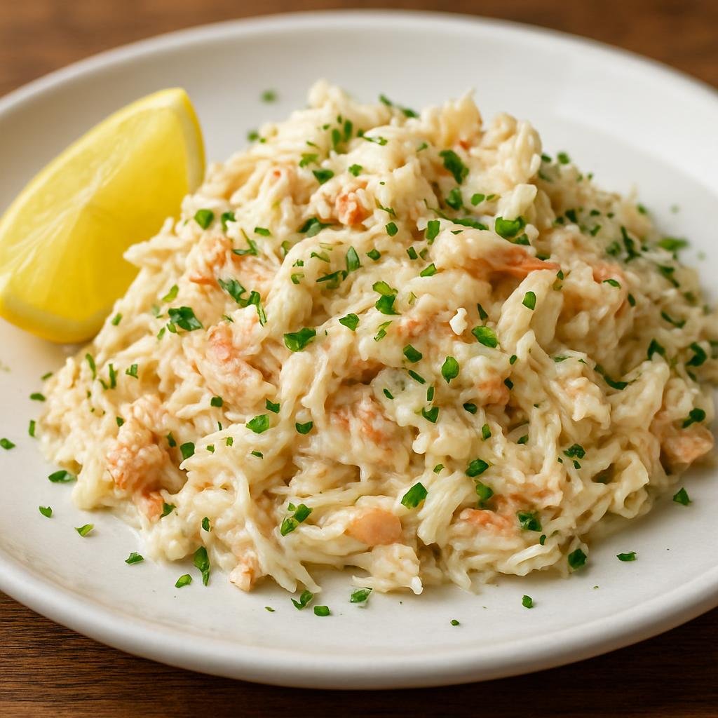 Entree: Guernsey – Guernsey Crab Salad (Cold Channel Islands crab salad of fresh crab meat dressed with mayonnaise, lemon, and herbs) recipe