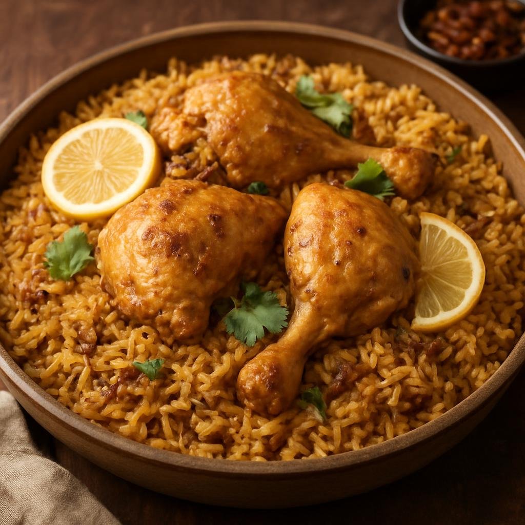 Entree: Oman – كبسة ➤ Kabsa (Fragrant spiced rice cooked with chicken in a single pot) recipe