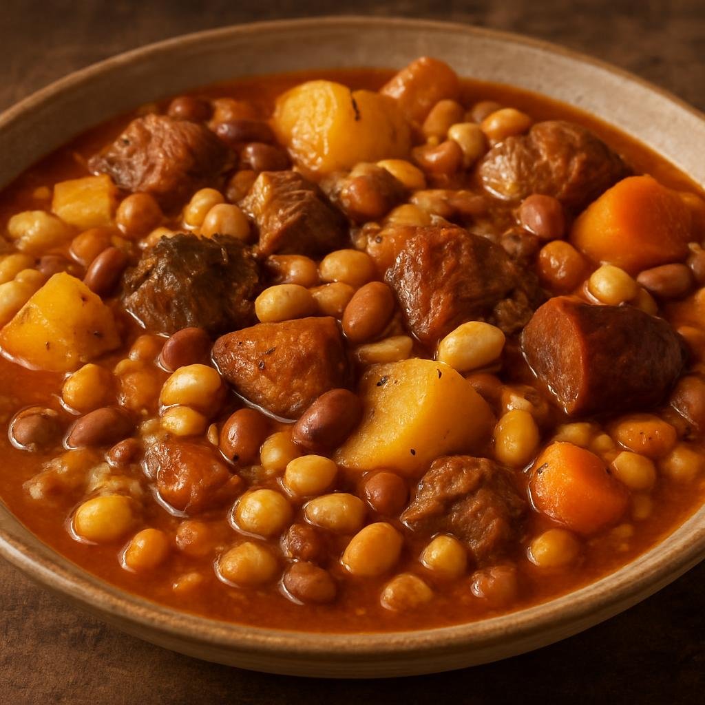 Entree: Sao Tome and Principe – Cachupa (Slow-cooked stew of hominy, beans, root vegetables and meat with warm spices) recipe