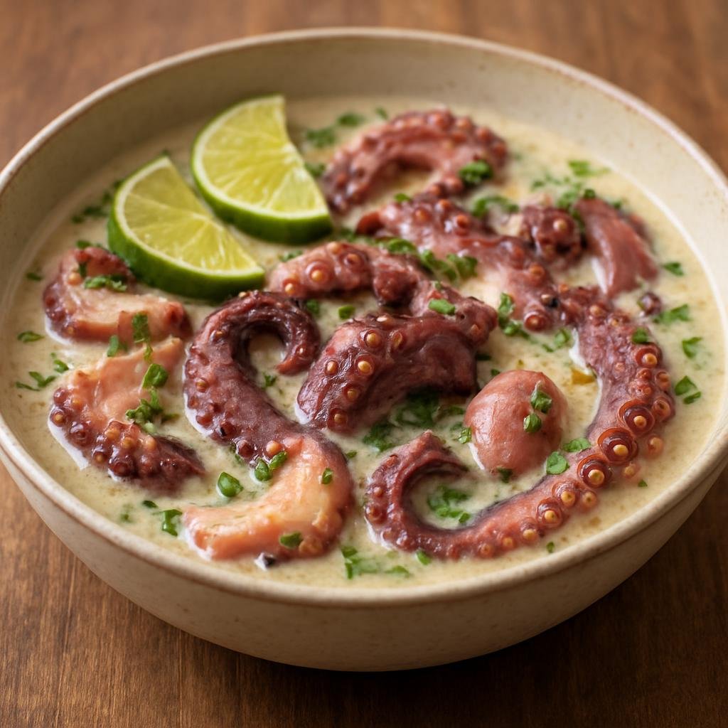 Entree: Tonga – Feke (Octopus braised until tender in coconut milk with island aromatics and lime) recipe