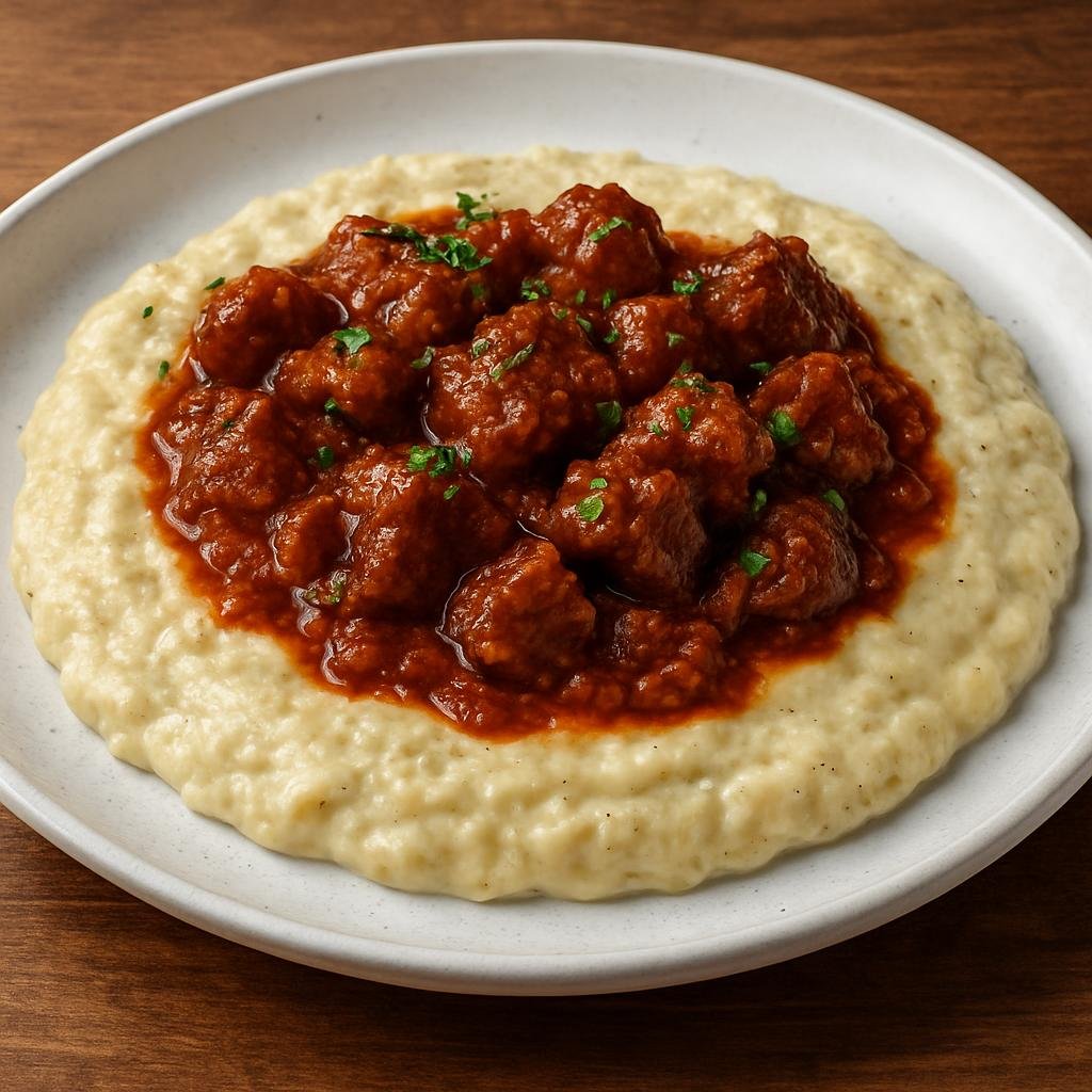 Entree: Türkiye – Hünkar Beğendi (Braised lamb stew served over a creamy smoky roasted-eggplant and béchamel purée) recipe