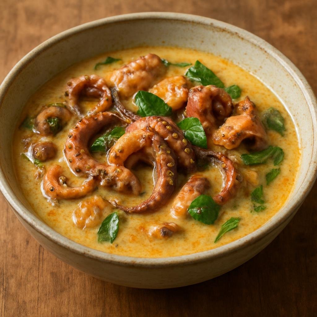 Entree: Tuvalu – Octopus with Coconut Milk (Octopus simmered in rich coconut milk with island aromatics) recipe