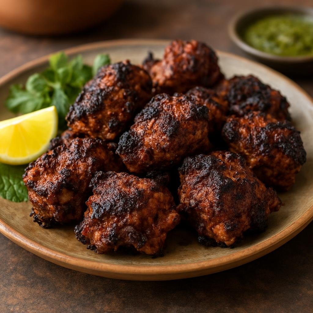 Entree: Pakistan – Balochistan – بلوچی تکہ ➤ Balochi Tikka (Charred spiced chunks of lamb marinated and grilled over charcoal) recipe