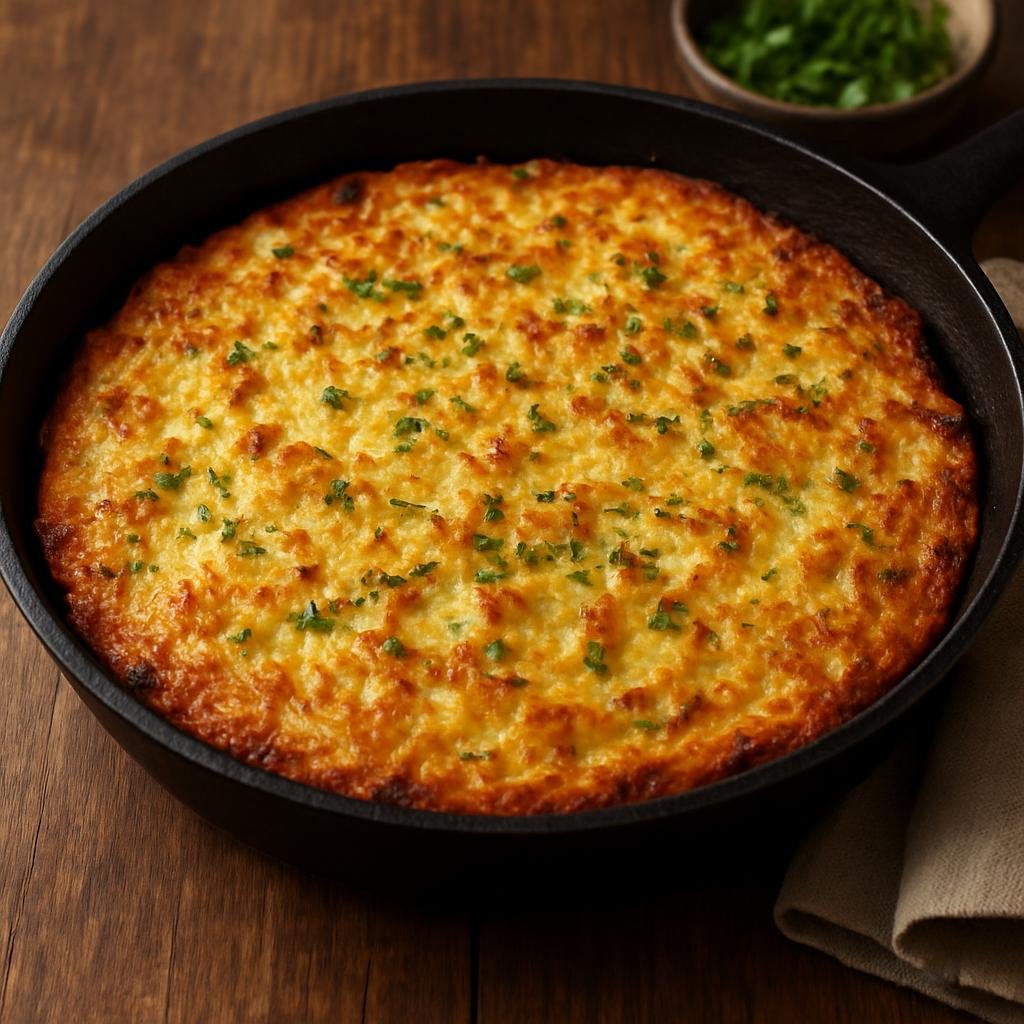 Entree: Bulgaria – Central Culinary Region – Пататник ➤ Patatnik (A traditional Bulgarian grated potato pie cooked in a skillet with onions, eggs, savory, and often white cheese) recipe