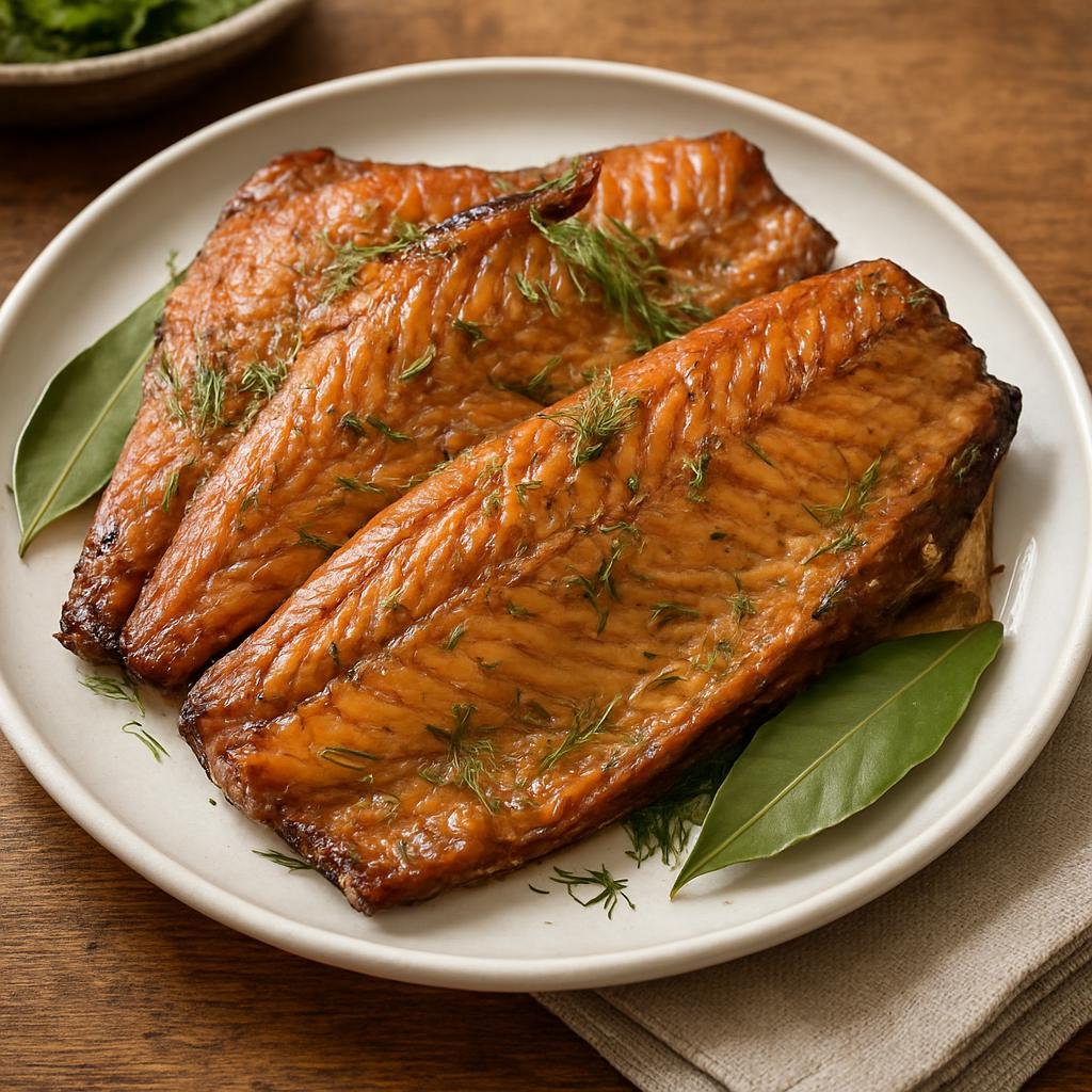 Entree: Latvia – Kūpināta zivis (Hot-smoked Baltic-style fish fillets brined with dill and bay for a smoky main course) recipe