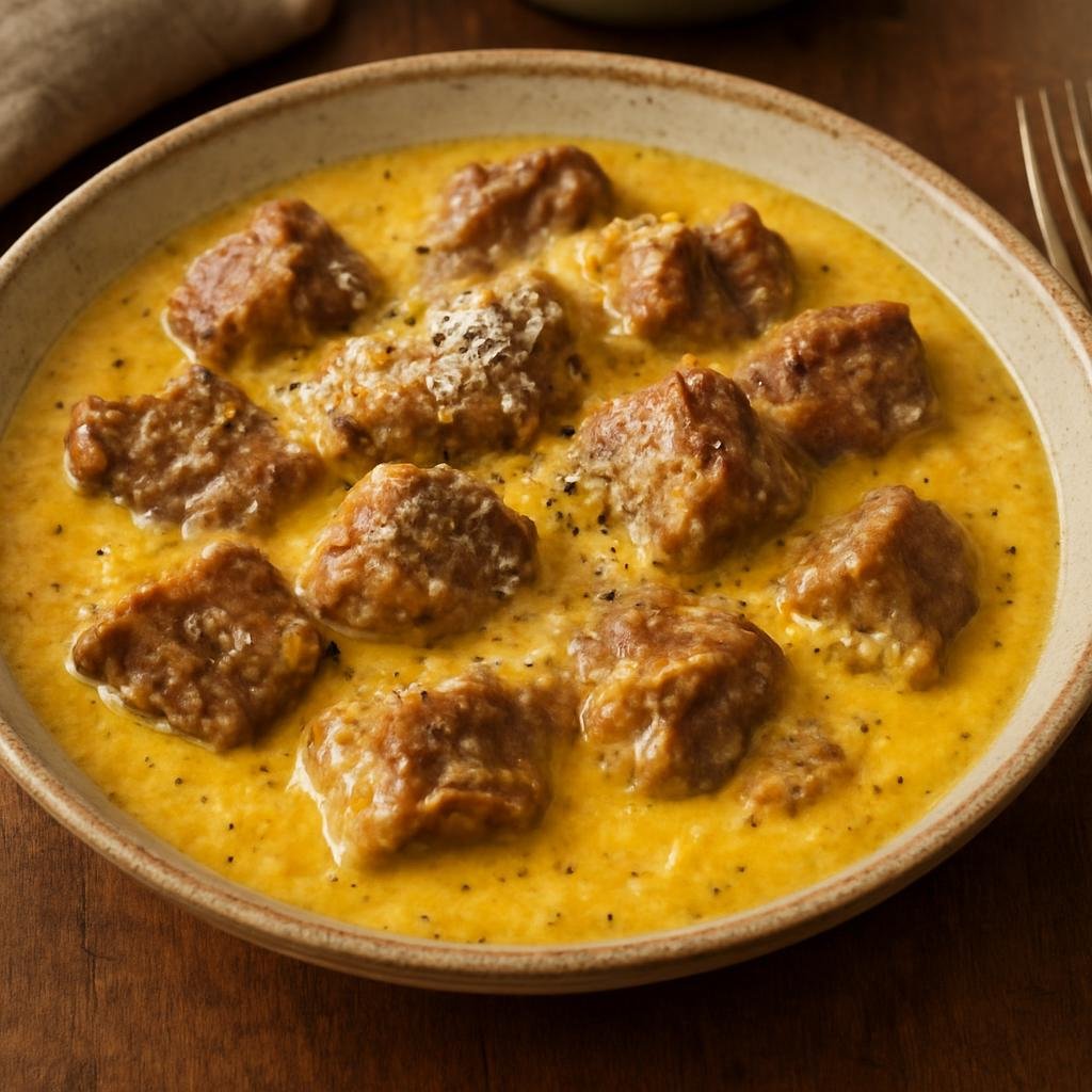 Entree: Italy – Abruzzo – Agnello Cacio e Uova (Braised lamb finished with a rich Pecorino and egg sauce) recipe