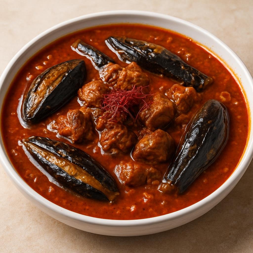 Entree: Iran – Azerbaijani Iran – خورشت بادمجان ➤ Khoresht-e Bādemjān (Eggplant and lamb stew simmered in a saffron-tomato sauce) recipe