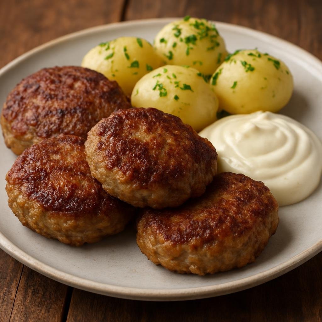 Entree: Denmark – Bornholm – Krebinetter (Pan-fried seasoned Danish meat patties) recipe