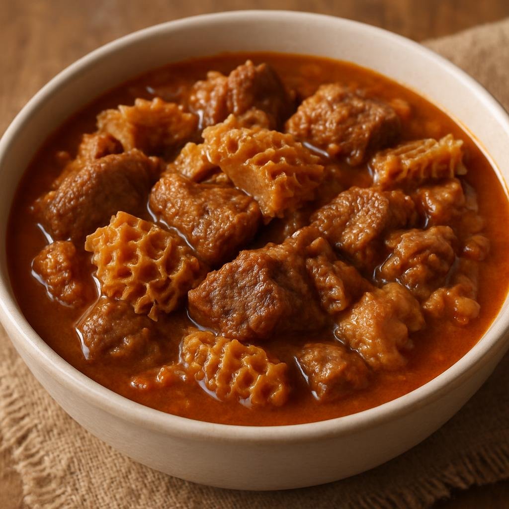 Entree: Botswana – Central Culinary Region – Mogodu (Hearty stewed beef tripe cooked slowly in a savory traditional Botswana broth) recipe