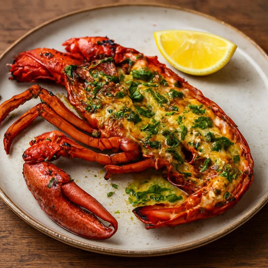 Entree: Sint Maarten (Dutch part) – National Cuisine – Grilled Lobster (Charred Caribbean lobster split and grilled with garlic butter and island herbs) recipe