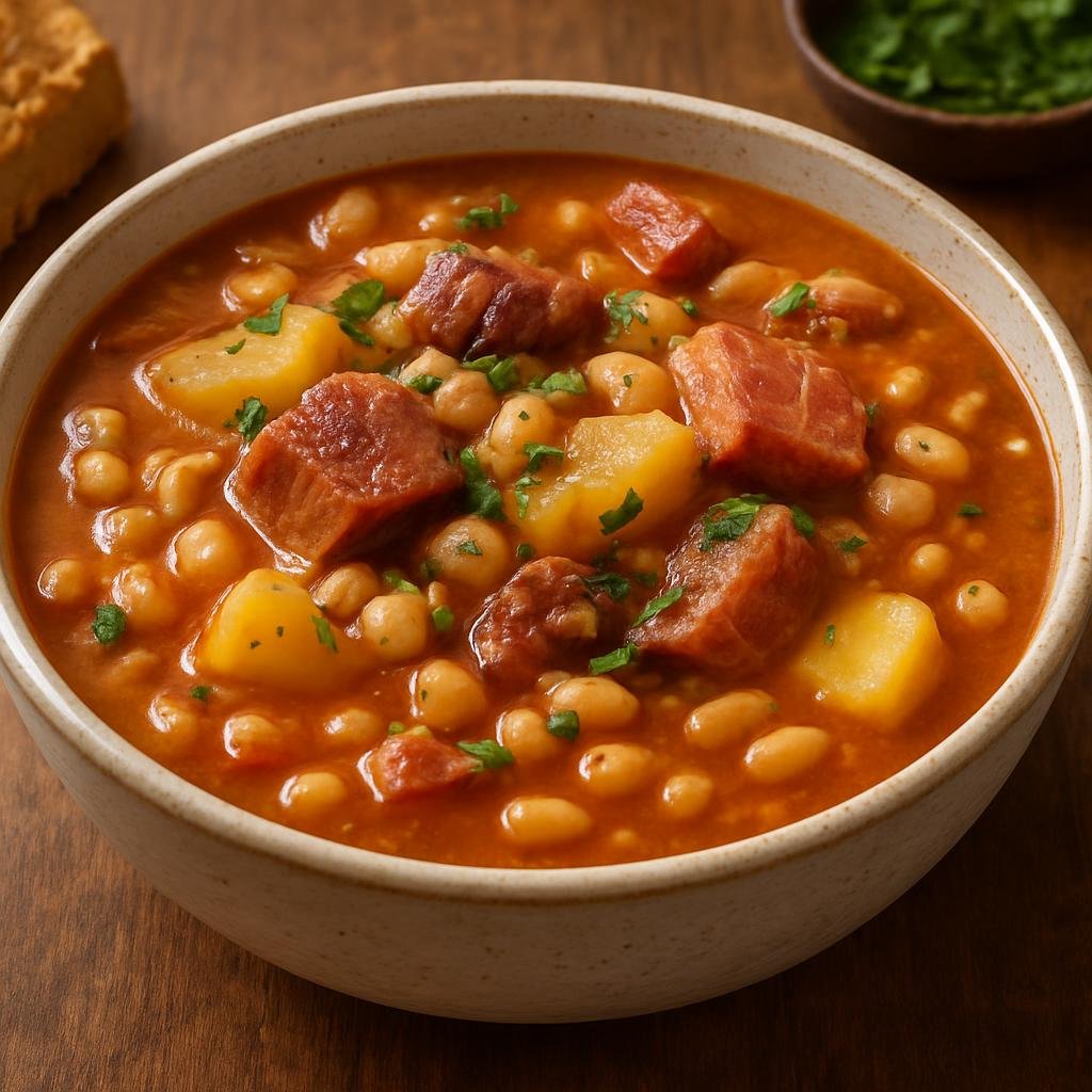 Entree: Slovakia – National Cuisine – Fazuľová Polievka s Údeným (Hearty Slovak smoked bean soup with potatoes and smoked pork) recipe