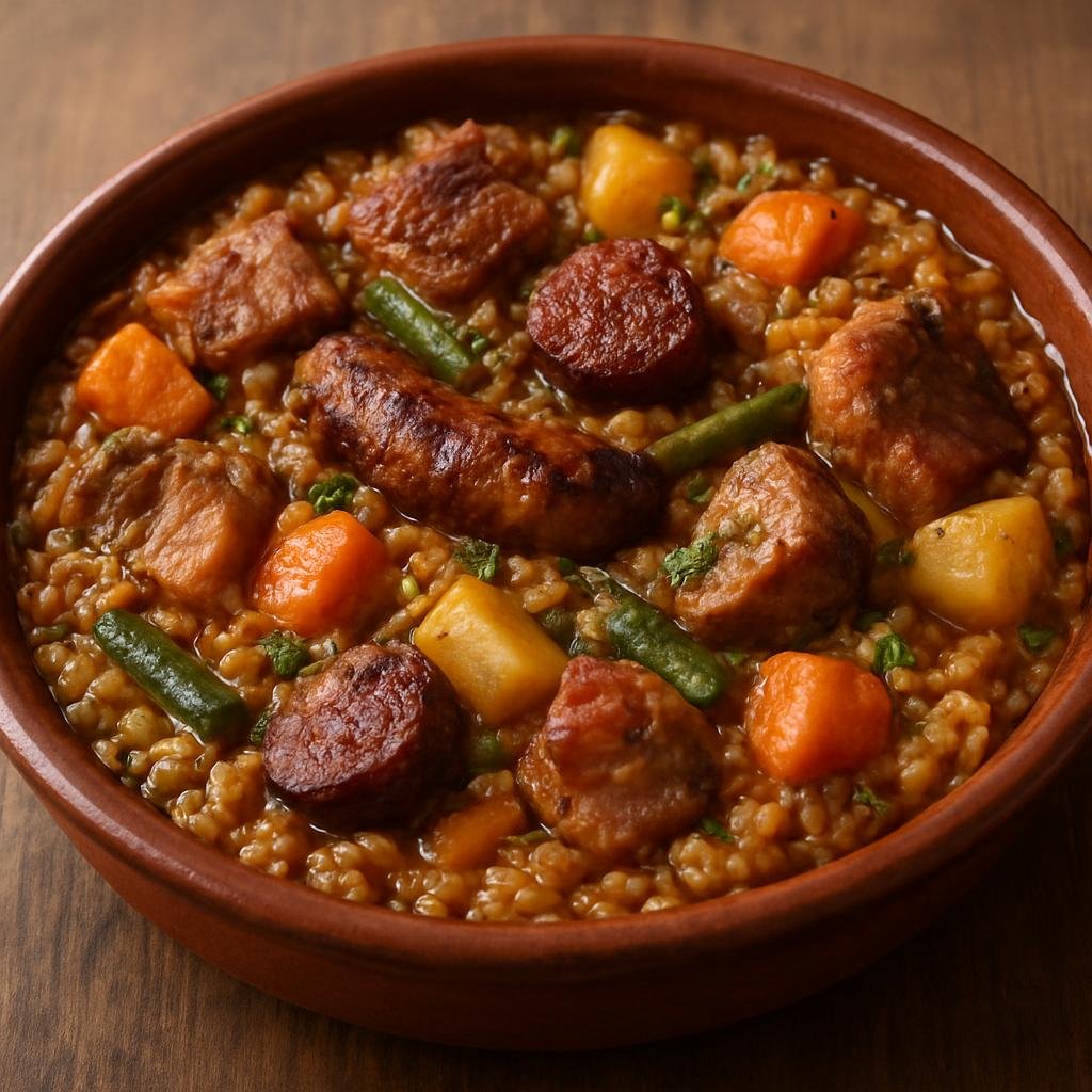 Entree: Andorra – Arròs de Muntanya (Hearty mountain rice cooked with mixed meats and vegetables) recipe