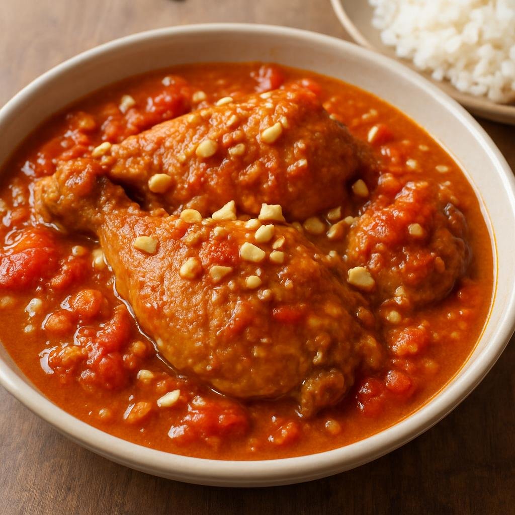 Entree: Burundi – Inyama y'Inkoko (Burundian-style braised chicken in a spiced tomato and peanut sauce) recipe