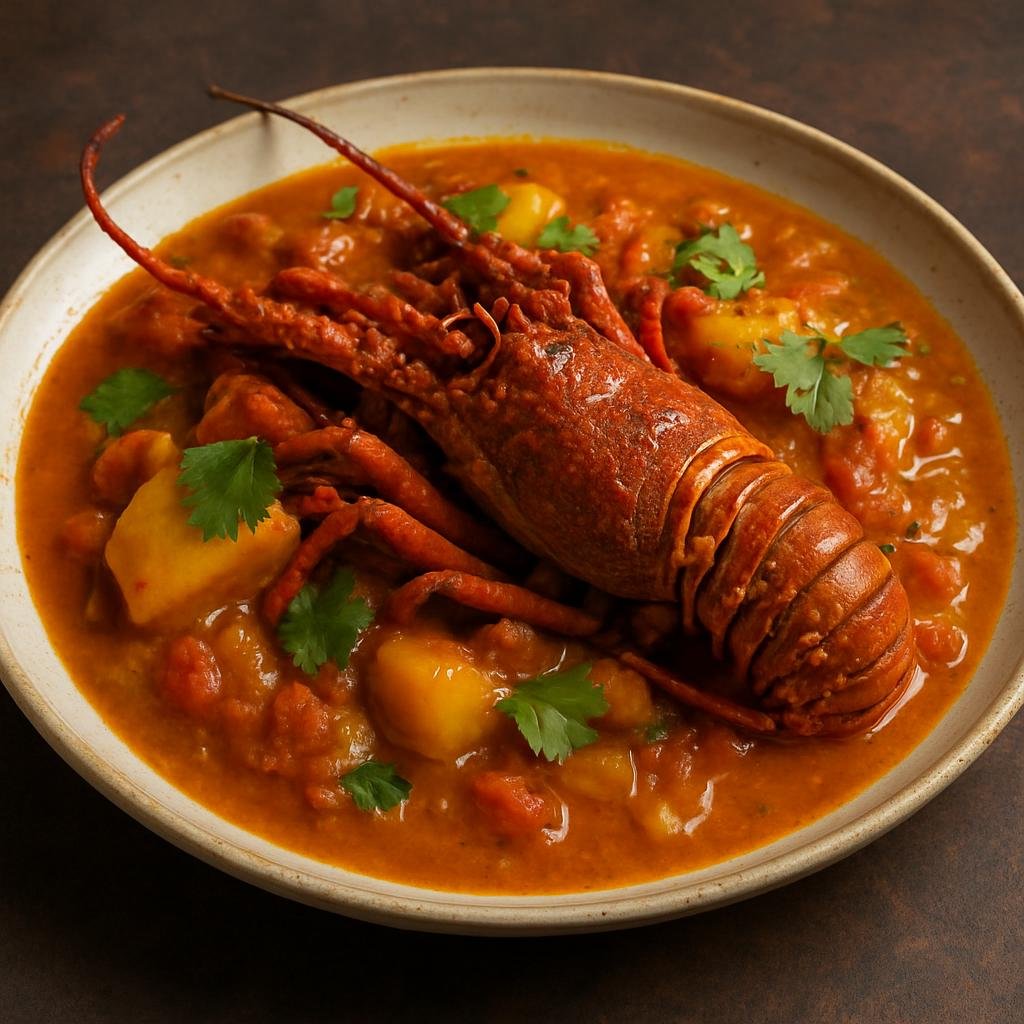 Entree: Réunion – Cari Langouste (Réunion-style spiny lobster curry in a fragrant tomato and spice sauce) recipe