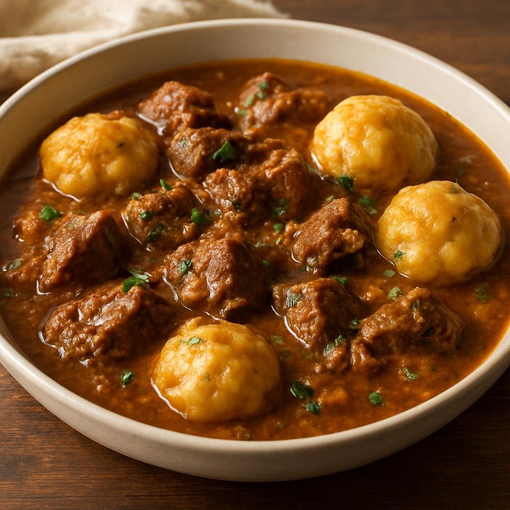 Entree: Saint Vincent and the Grenadines – Goat Water (Hearty goat meat stew simmered with Caribbean seasonings and flour dumplings) recipe