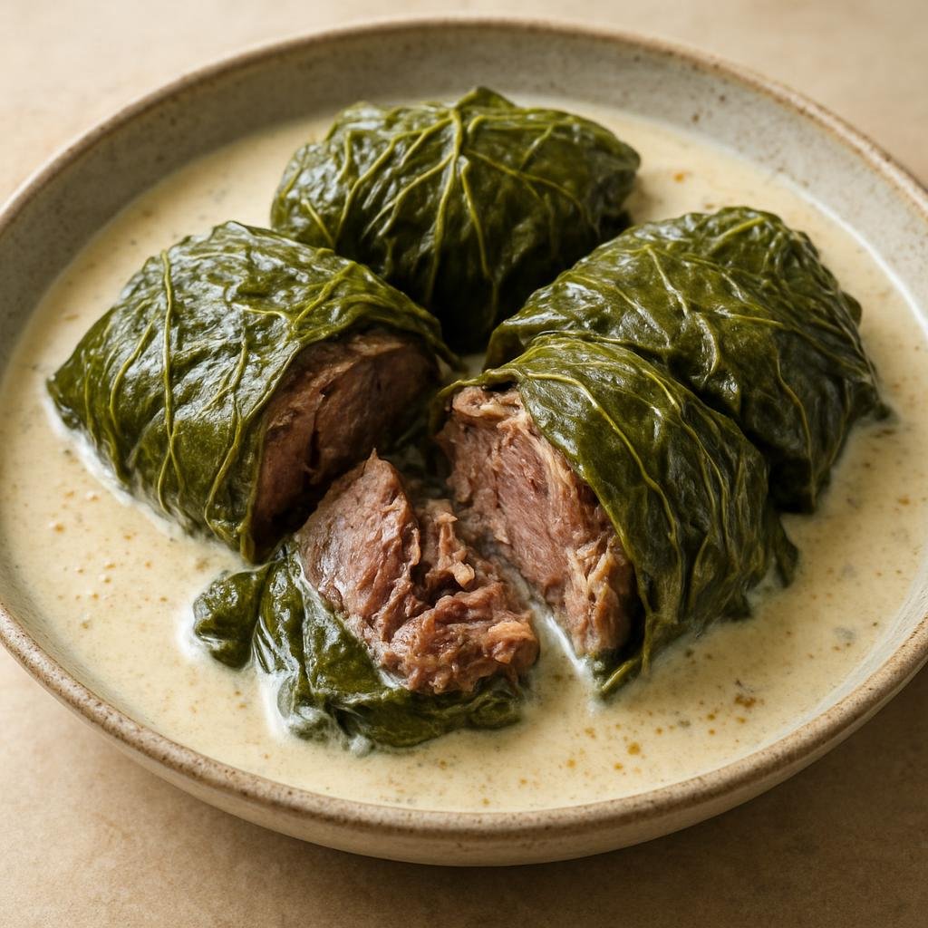Entree: Samoa – Fai'ai Povi (Slow-cooked beef wrapped in taro leaves and finished in coconut cream) recipe