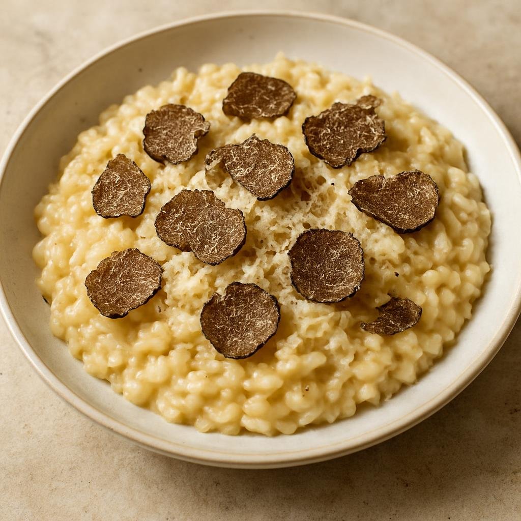 Entree: San Marino – Risotto al Tartufo (Creamy arborio rice risotto finished with black truffle shavings and Parmigiano) recipe