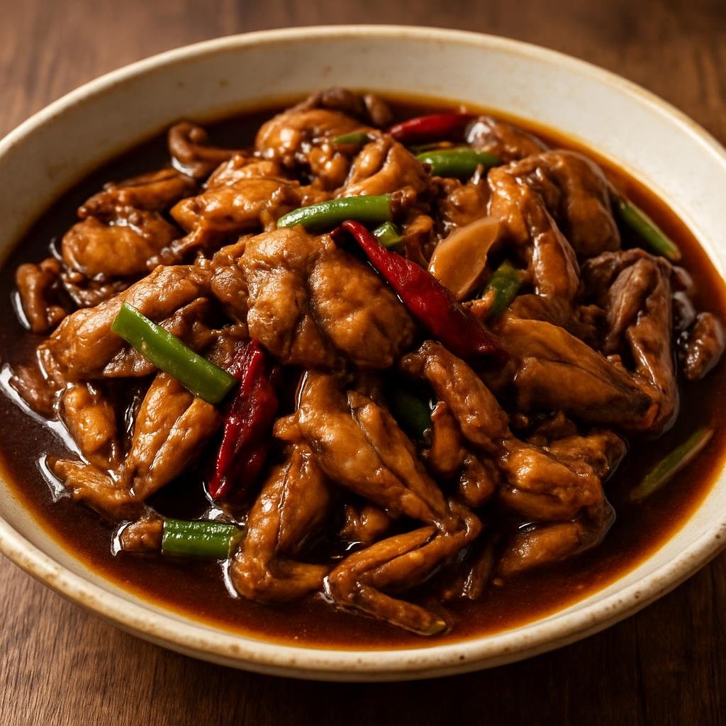 Entree: China – Anhui – 红烧石蛙 ➤ Hóngshāo shíwā (Soy-braised stone frog in a savory Chinese braising sauce with aromatics) recipe