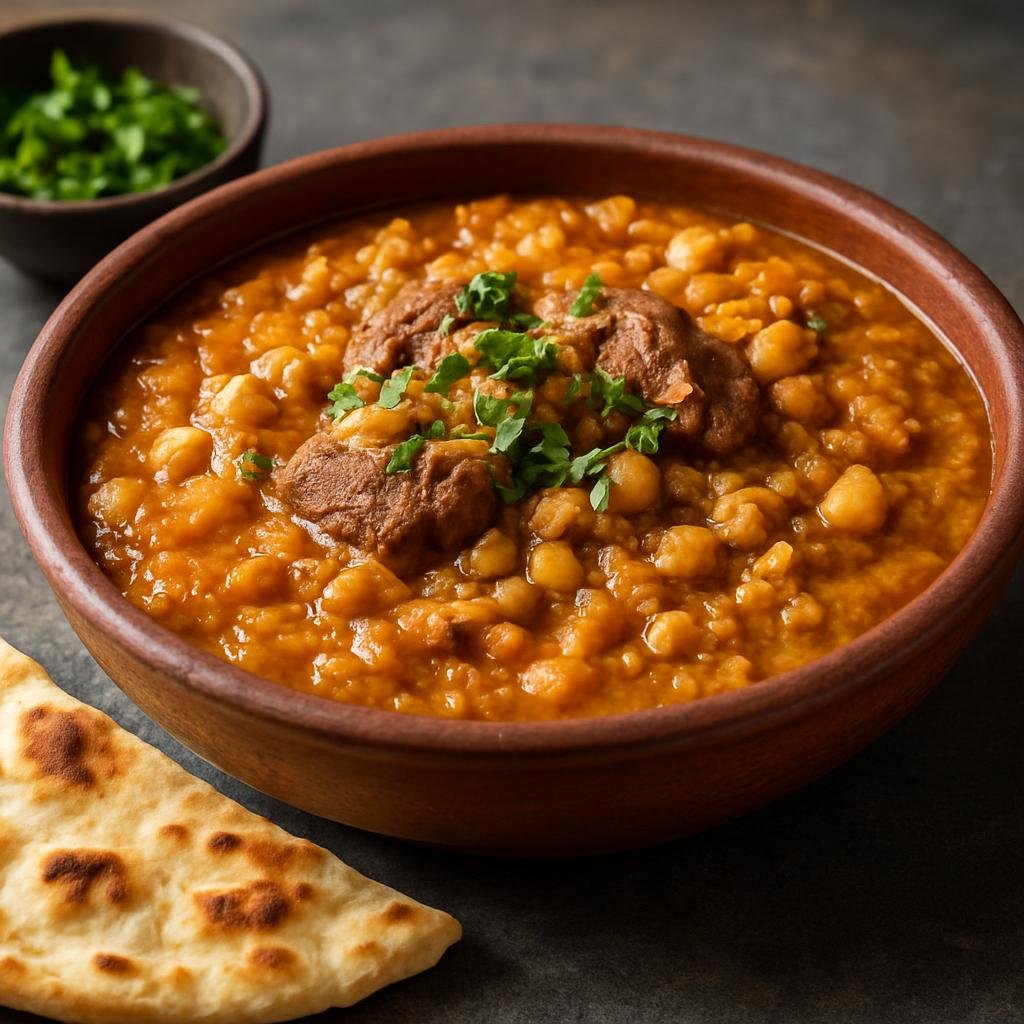 Entree: Iran – Azerbaijani Iran – دیزی ➤ Dizi (Hearty slow-cooked lamb and chickpea stew whose solids are traditionally mashed and served with bread) recipe