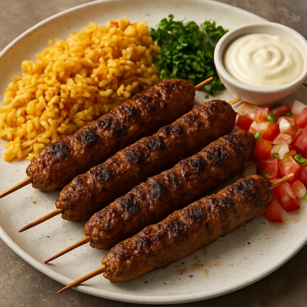 Entree: Israel – Galilee – كباب حلبي ➤ Kabab Halabi (Aleppo-style grilled spiced ground lamb kebabs) recipe