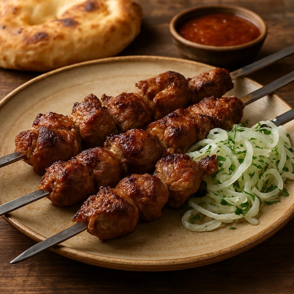 Entree: Uzbekistan – Bukhara – Tandir Kabob (Skewered lamb roasted in a clay oven in the Bukhara tradition) recipe