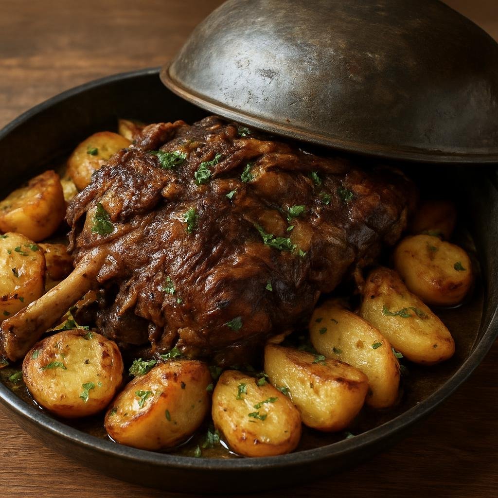 Entree: Montenegro – National Cuisine – Jagnjetina ispod sača (Lamb slow-roasted under a bell with potatoes and herbs) recipe