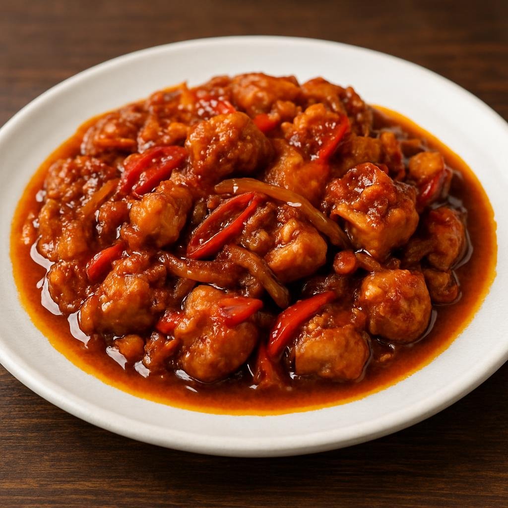 Entree: Timor-Leste – National Cuisine – Sambal Goreng (Spicy fried sambal stir-fry of chilies, aromatics, and protein in a sweet-salty sambal sauce) recipe