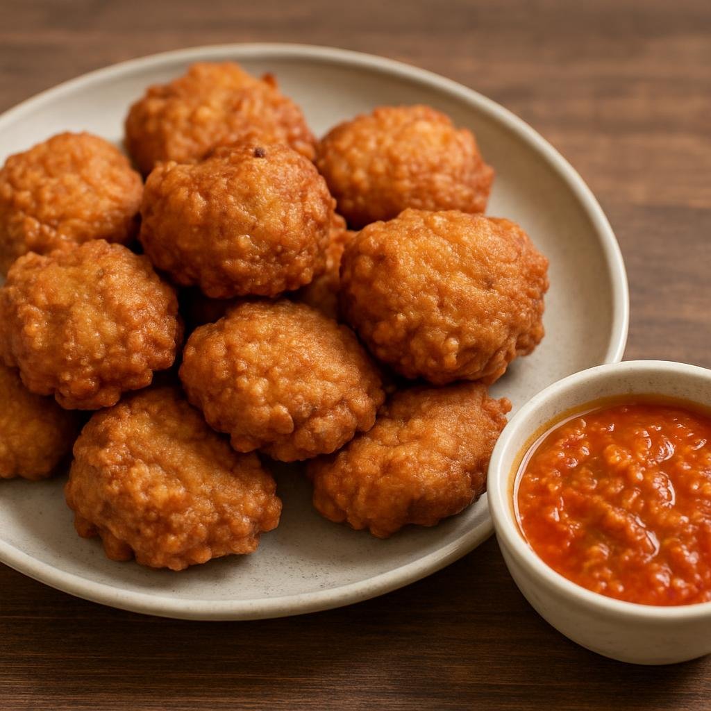 Entree: Niger – Kuli Kuli with Sauce (Deep-fried seasoned peanut cakes served with a spicy tomato-peanut sauce) recipe
