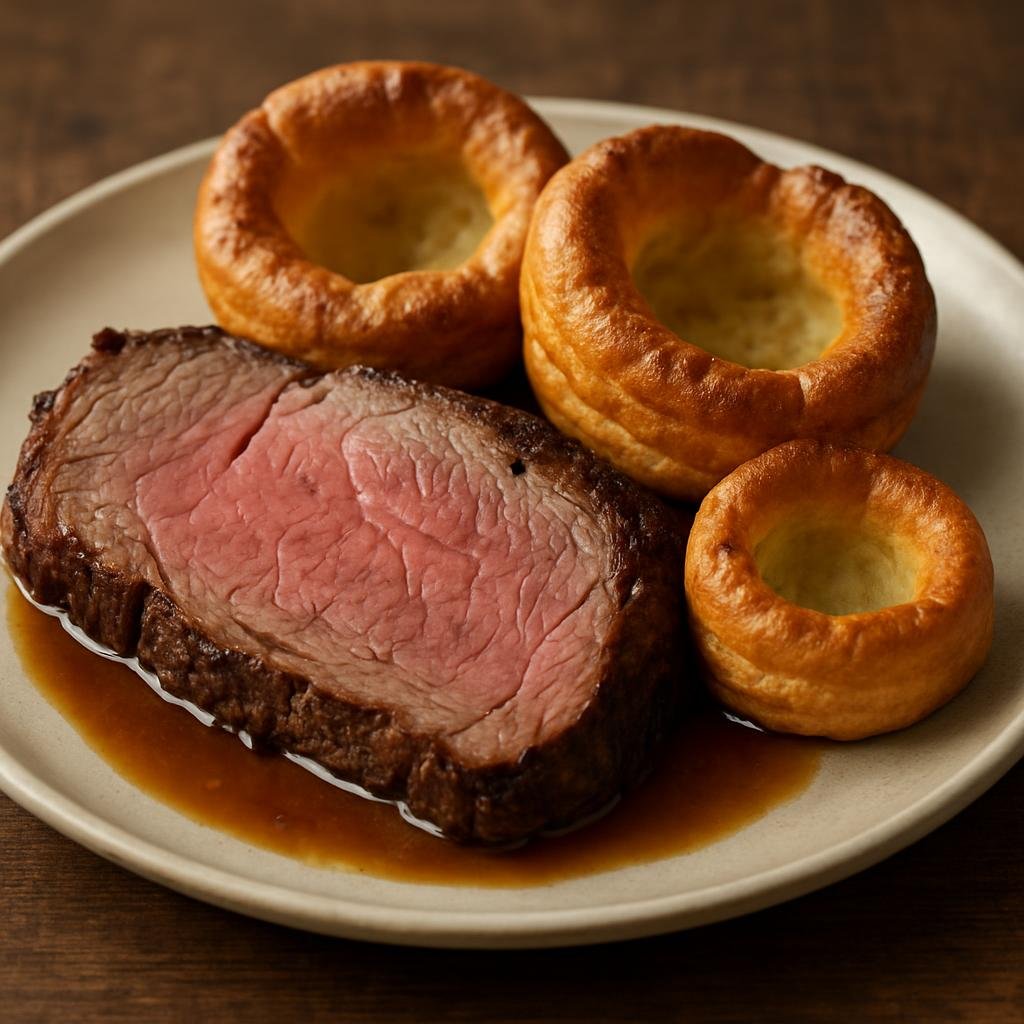 Entree: Saint Helena, Ascension and Tristan da Cunha – Roast Beef with Yorkshire Pudding (Classic roasted beef joint served with risen baked batter puddings known as Yorkshire puddings) recipe