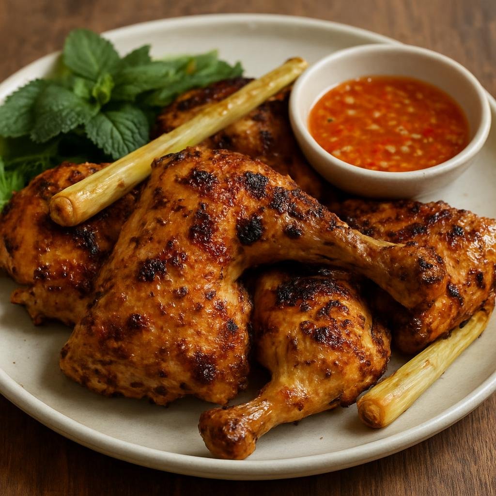Entree: Vietnam – Central Vietnam – Gà Nướng Sả (Lemongrass-marinated and grilled bone-in chicken) recipe