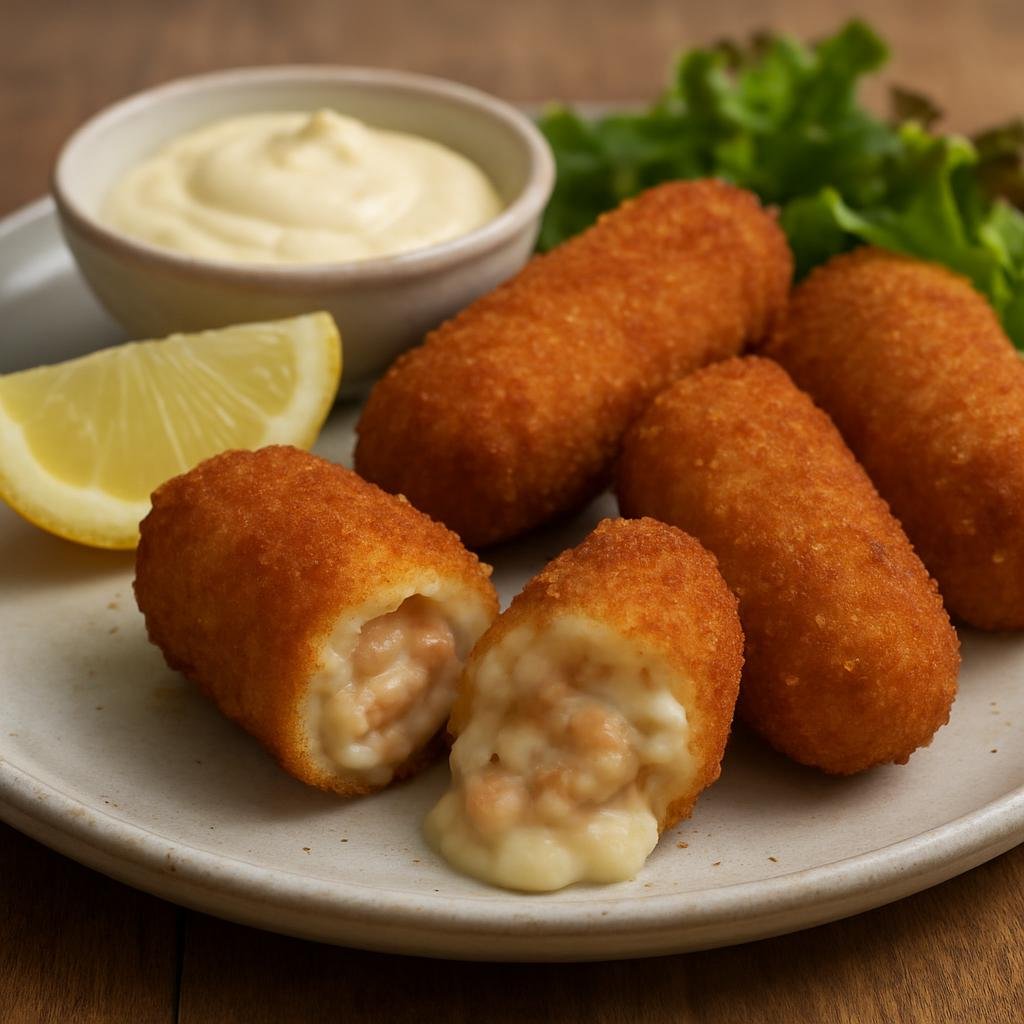 Entree: Belgium – Belgian Coast – Grey Shrimp Croquettes (Crisp fried croquettes made with a creamy béchamel mixed with chopped North Sea grey shrimp) recipe