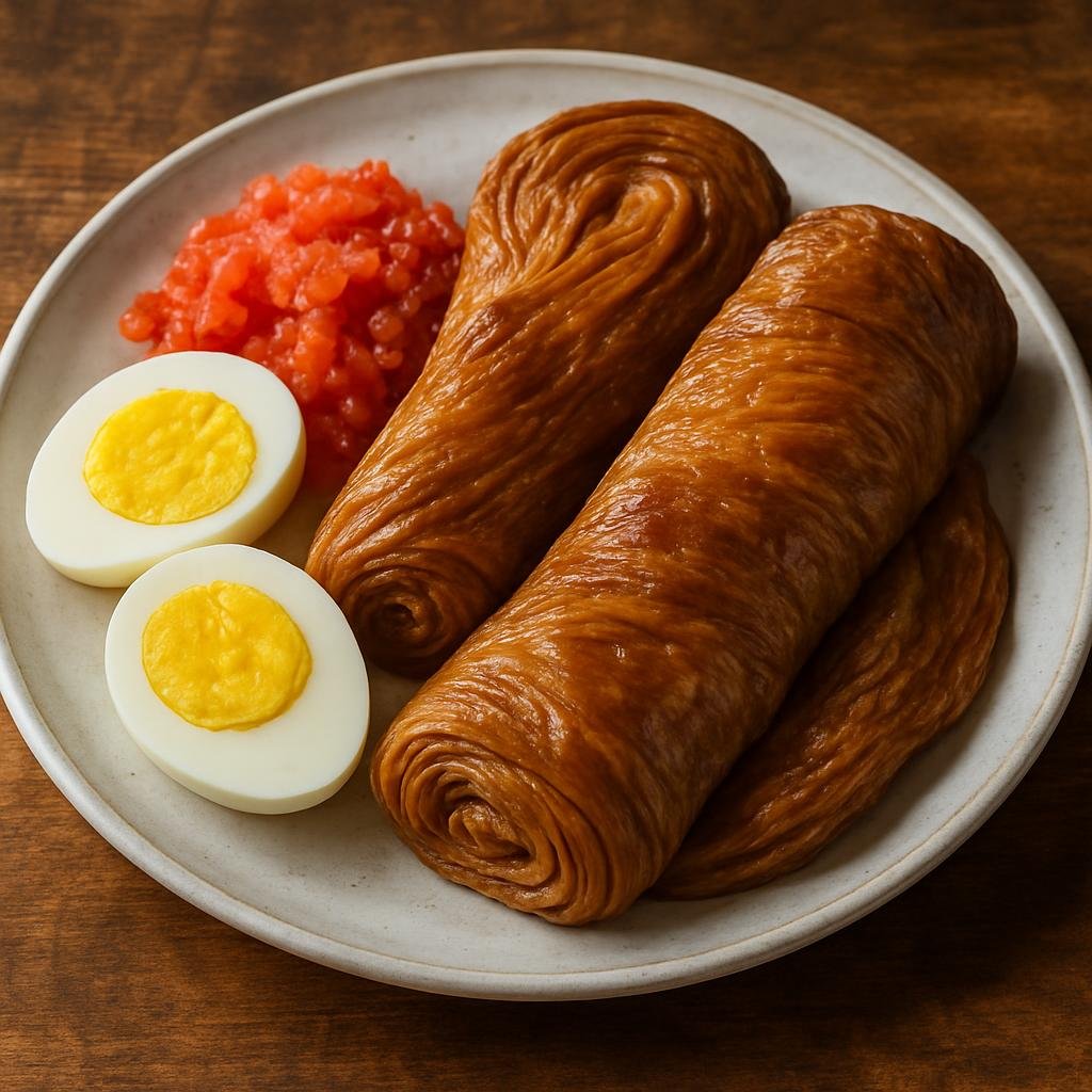 Entree: Israel – Galilee – יַחְנוּן ➤ Yachnun (Slow-baked layered Yemenite rolled pastry served with hard-boiled eggs and grated tomato) recipe