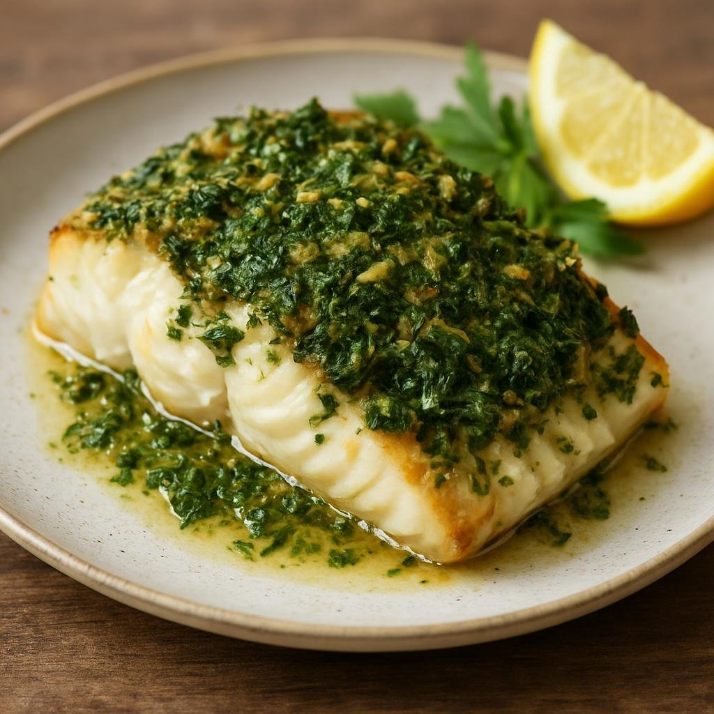 Entree: British Indian Ocean Territory – Central Culinary Region – Baked Fish with Herbs (Oven-baked white fish topped with a fresh herb and citrus crust) recipe