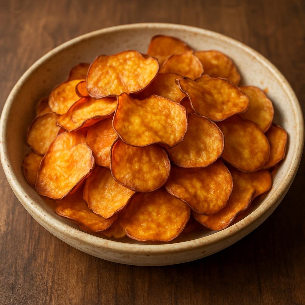 Entree: Papua New Guinea – National Cuisine – Kaukau Chips (Crispy thinly sliced and fried sweet potato chips) recipe