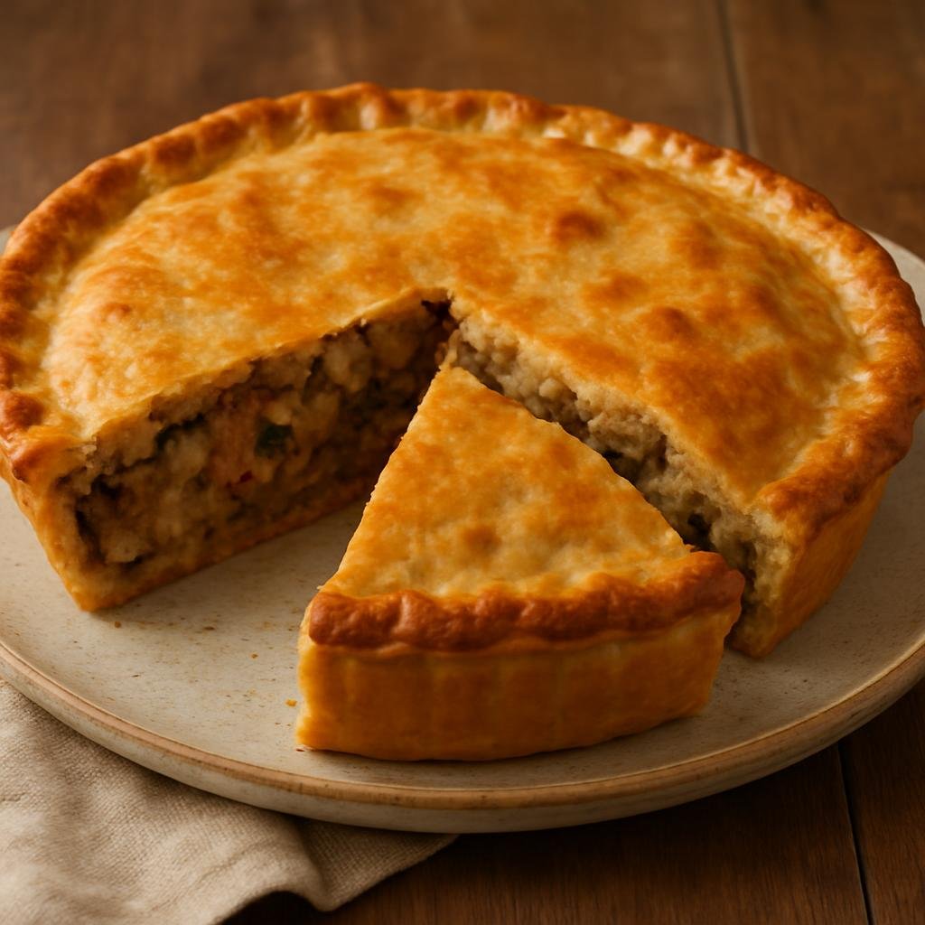 Entree: Grenada – Breadfruit Pie (Savory baked pie of mashed breadfruit mixed with seasoned salted fish or meat, spices, and a rich binder) recipe