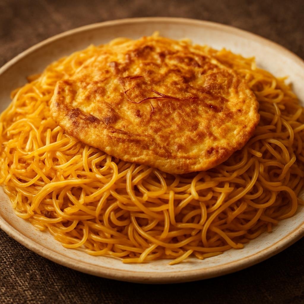Entree: Qatar – بلاليط ➤ Balaleet (Sweet saffron- and cardamom-scented vermicelli traditionally served with a spiced egg omelet) recipe