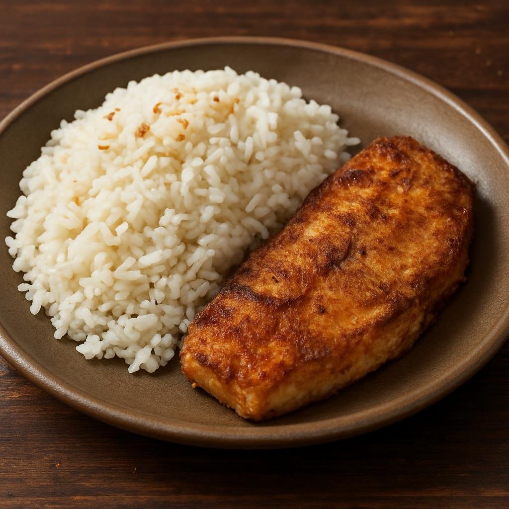 Entree: Tuvalu – Coconut Rice with Fish (Rice cooked in coconut milk served with simply seasoned pan-fried or stewed island fish) recipe