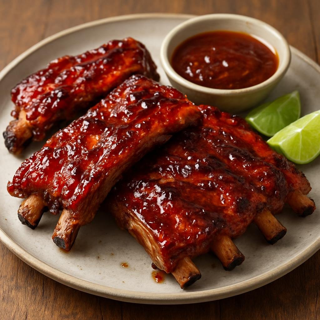 Entree: United States Minor Outlying Islands – Island BBQ Ribs (Pork ribs glazed and grilled with a sweet-spicy tropical barbecue sauce) recipe