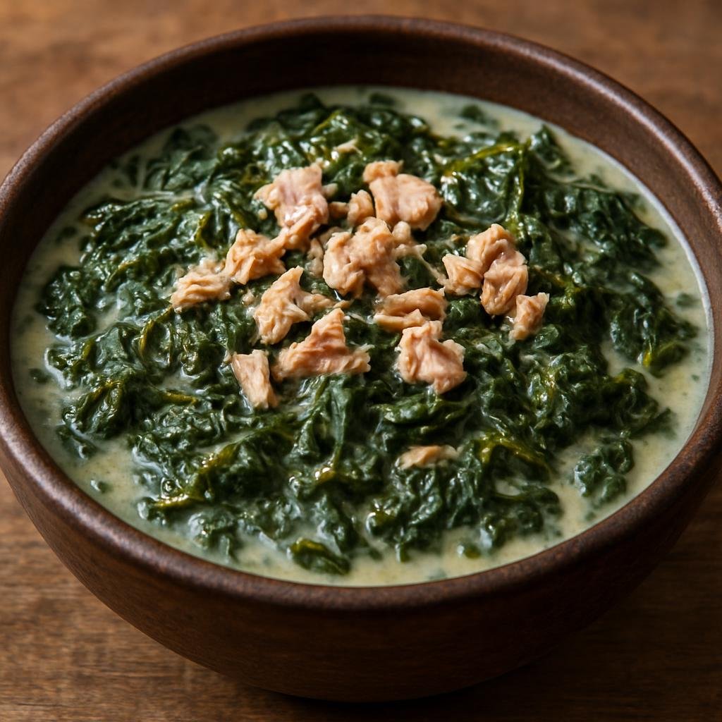 Entree: Vanuatu – Rourou (Stewed taro leaves cooked in coconut milk, often combined with flaked salted or smoked fish) recipe