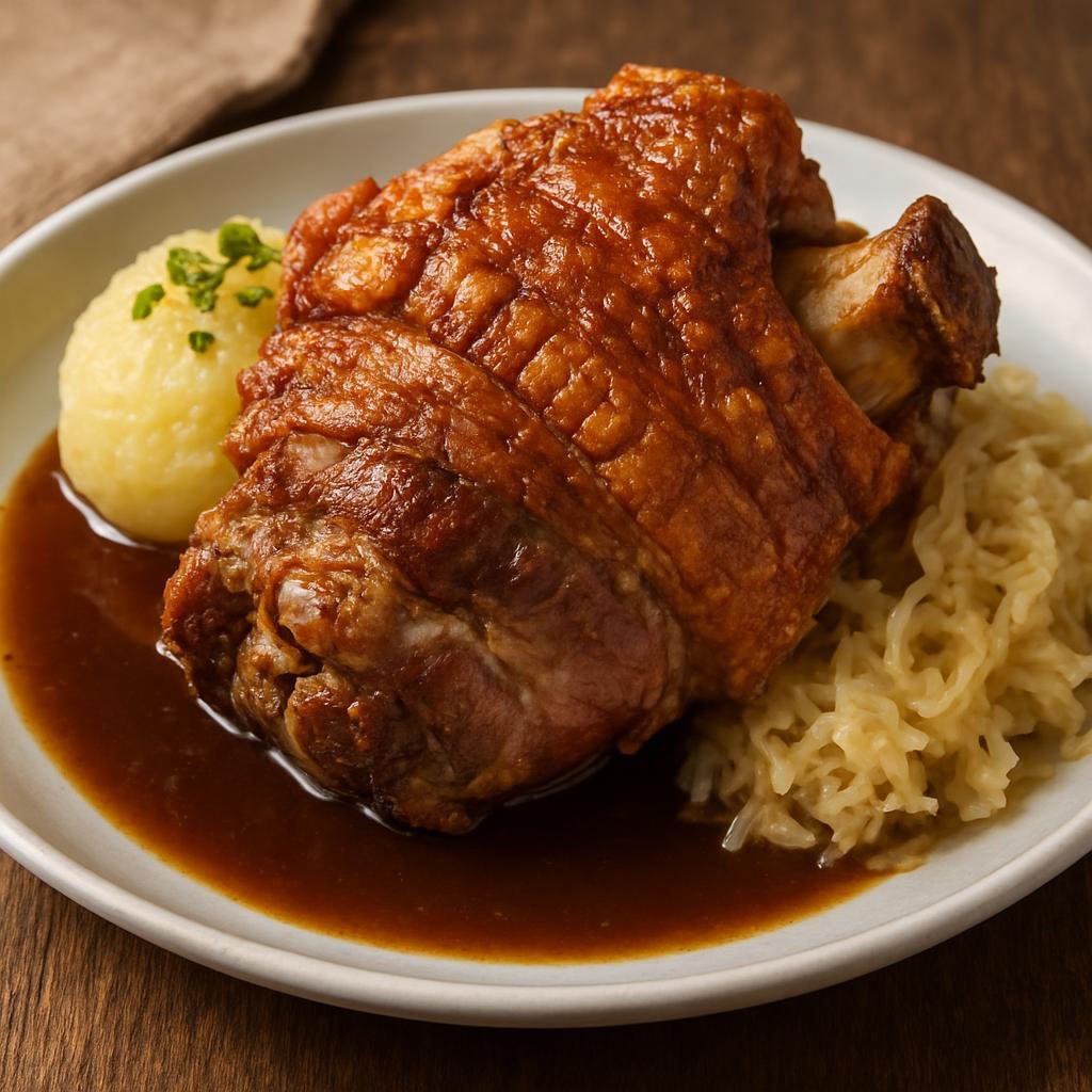 Entree: Germany – Bavaria – Schweinshaxe (Bavarian roasted pork knuckle with crisp crackling and tender meat) recipe