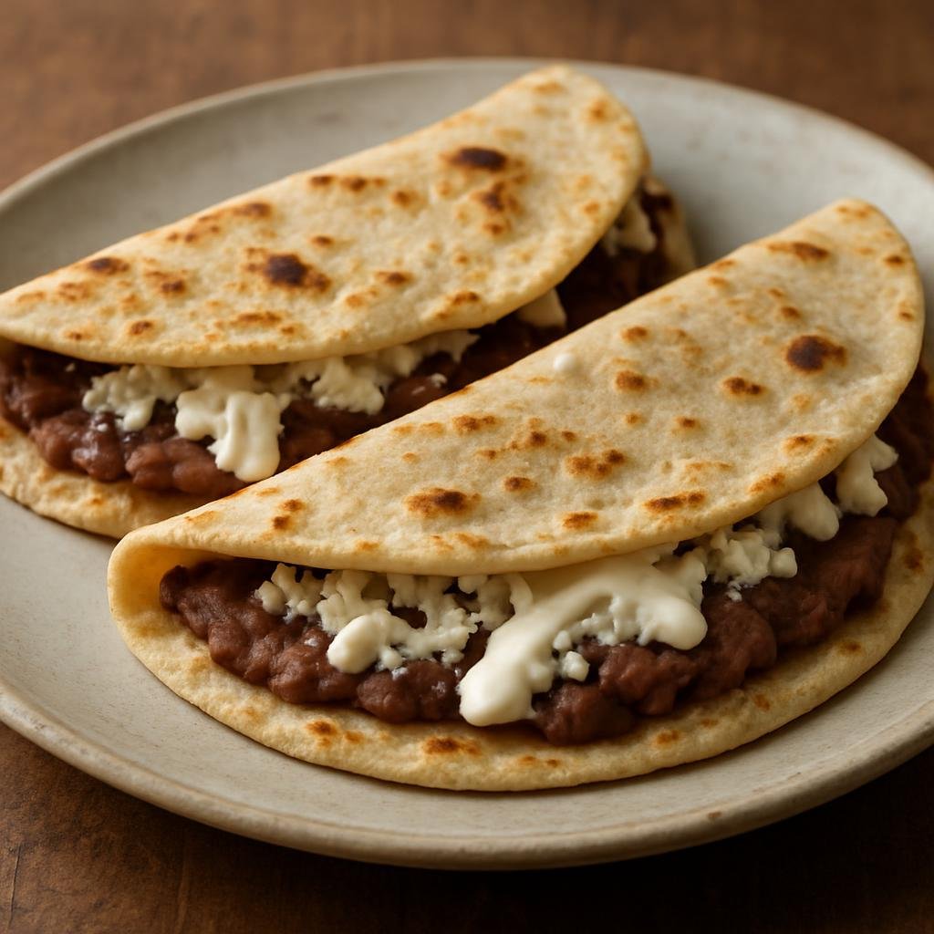 Entree: Honduras – Northern Culinary Region – Baleadas (Thick Honduran flour tortillas folded around refried beans, cheese, and crema) recipe