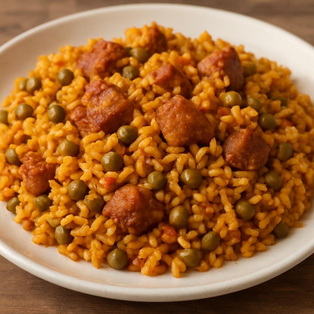 Entree: Puerto Rico – Northern Culinary Region – Arroz con Gandules (Puerto Rican seasoned rice cooked with pigeon peas, pork, and sofrito) recipe