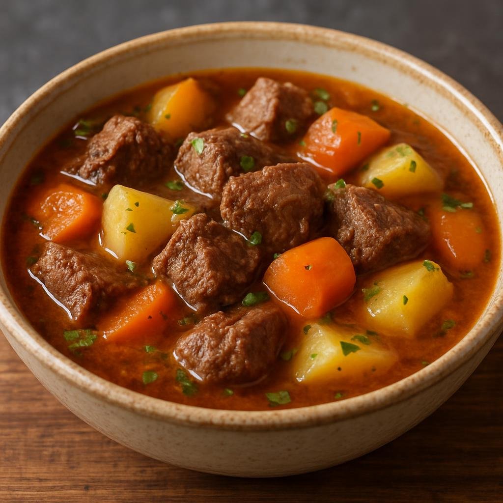 Entree: Svalbard and Jan Mayen – Northern Culinary Region – Reindeer Stew (Hearty Arctic stew of reindeer meat and root vegetables simmered in a savory broth) recipe