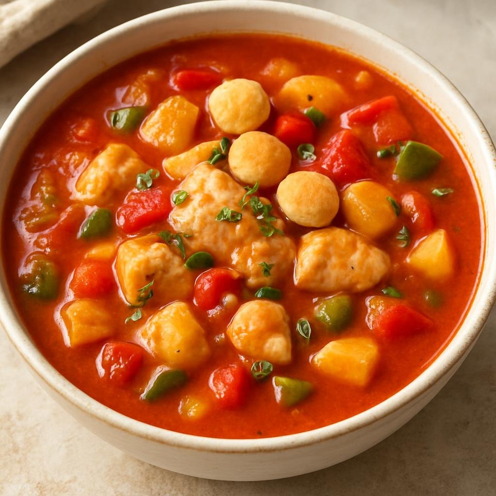 Entree: Bermuda – Central Culinary Region – Bermudian Fish Chowder (Hearty tomato-based fish stew seasoned with sherry peppers and finished with dark rum) recipe