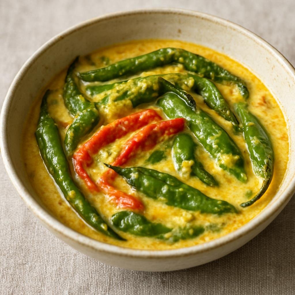 Entree: Bhutan – Central Culinary Region – ཨེ་མ་ད་ཚི ➤ Ema datshi (Spicy Bhutanese stew of fresh chiles simmered with melted local cheese and vegetables) recipe