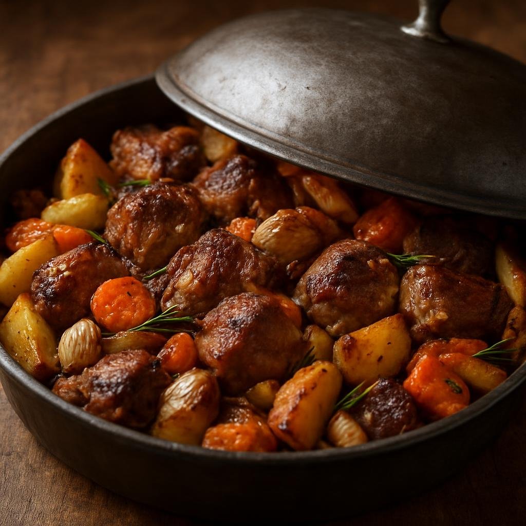 Entree: Croatia – Peka (Slow-roasted meat and vegetables cooked under a bell-shaped lid) recipe