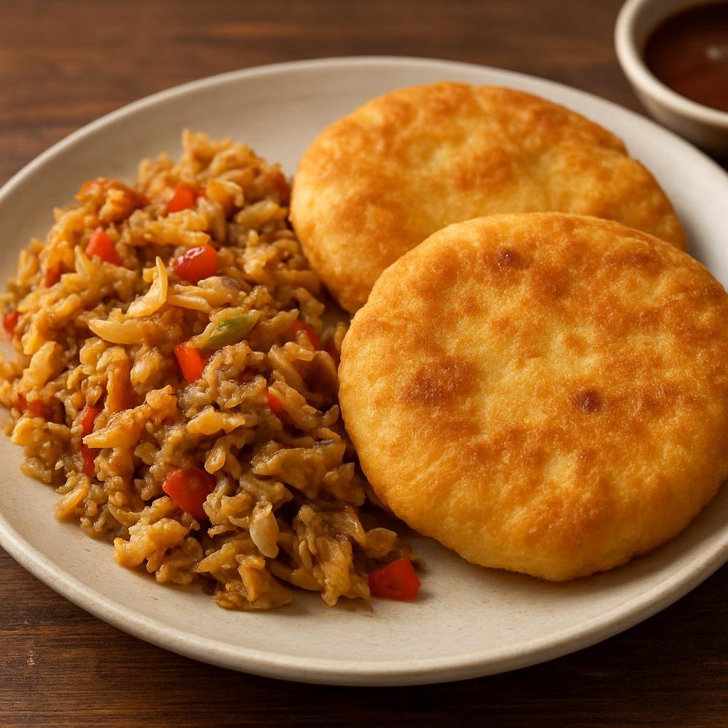 Entree: Sint Maarten (Dutch part) – Southern Culinary Region – Johnny Cake and Saltfish (Pan-fried salted cod served with Caribbean cornmeal flatbreads) recipe