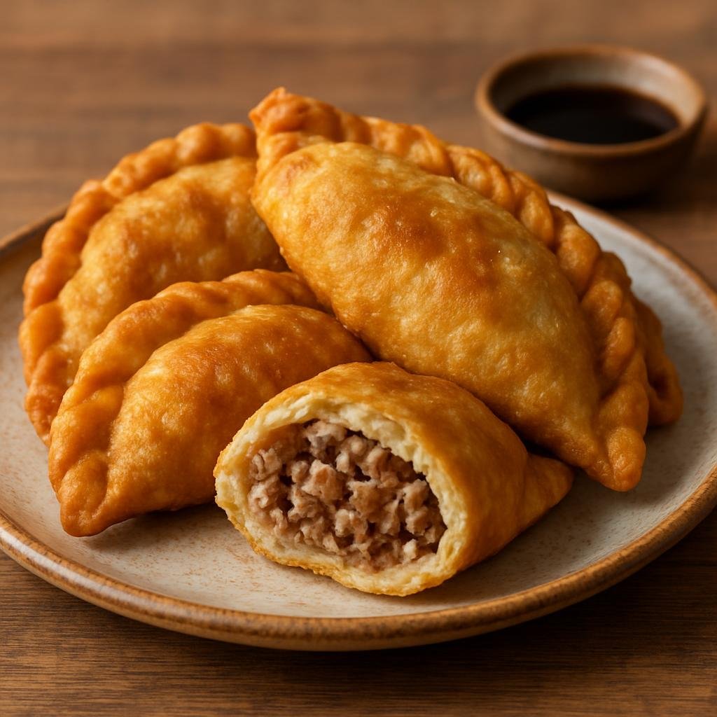 Entree: Mongolia – Northern Culinary Region – хуушуур ➤ huushuur (Deep-fried savory meat-filled pastry common in Mongolian cuisine) recipe